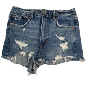 Abercrombie and Fitch the mom short high rise distressed Jean denim cut off‎